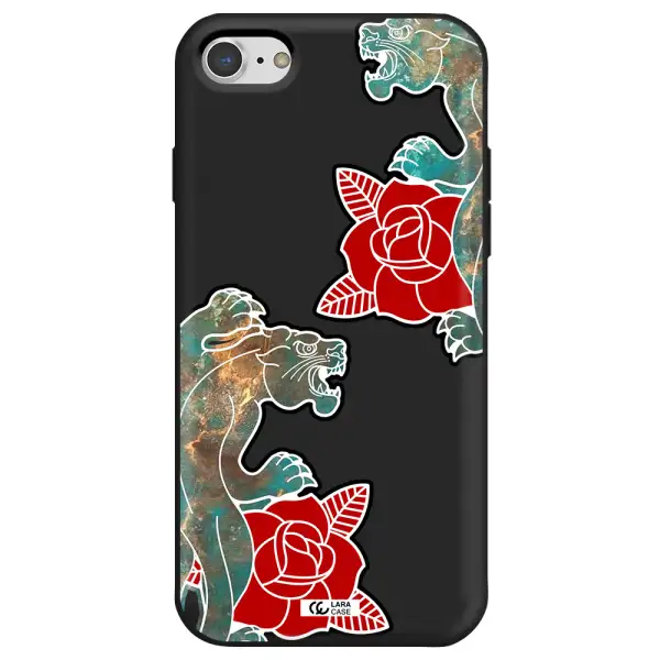 Black Panther Roses Apple iPhone 7 Silicone black Case