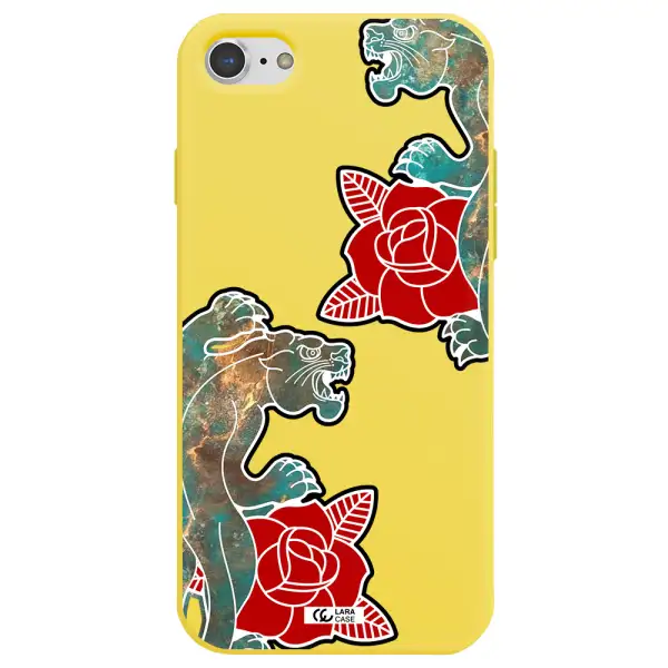 Black Panther Roses Apple iPhone 7 Silicone canary yellow Case