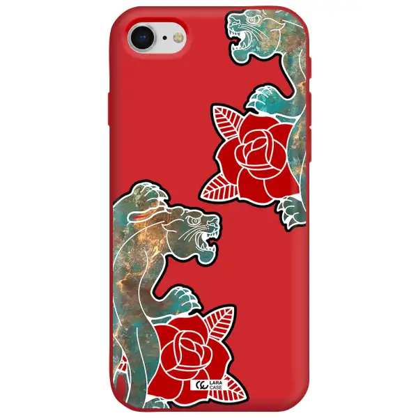 Black Panther Roses Apple iPhone se 2020 Silicone Imperial Red Case