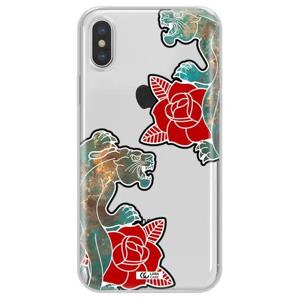 Black Panther Roses Apple iPhone XS Clear TPU Case