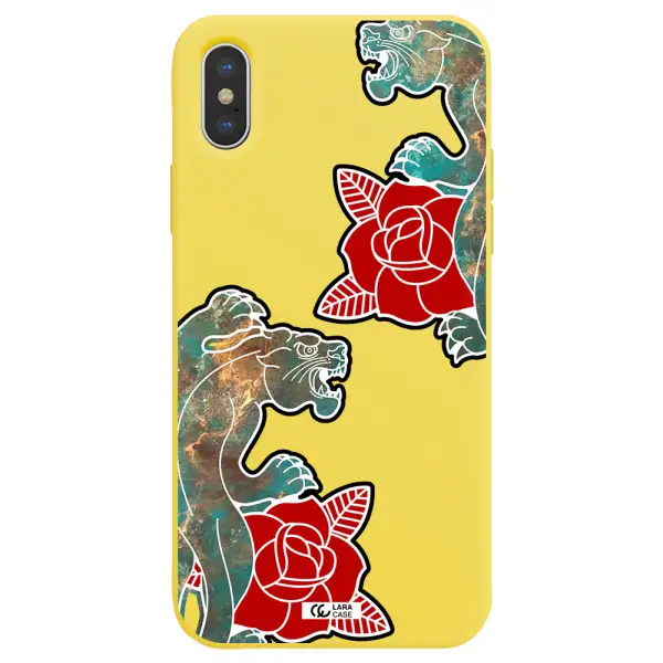 Black Panther Roses Apple iPhone XS Silicone canary yellow Case