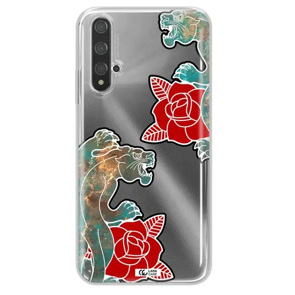Black Panther Roses Huawei Nova 5t Clear TPU Case