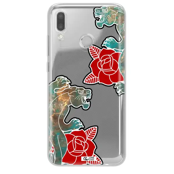 Black Panther Roses Huawei P Smart 2019 Clear TPU Case