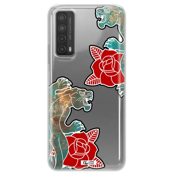 Black Panther Roses Huawei P Smart 2021 Clear TPU Case