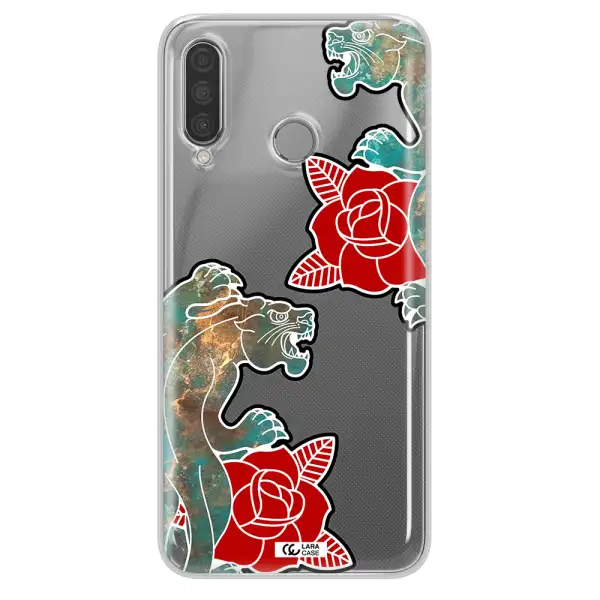 Black Panther Roses Huawei P30 Lite Clear TPU Case