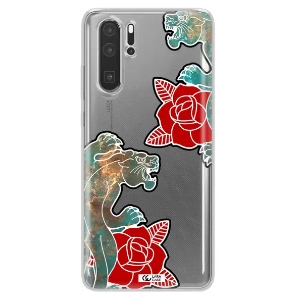 Black Panther Roses Huawei P30 Pro Clear TPU Case