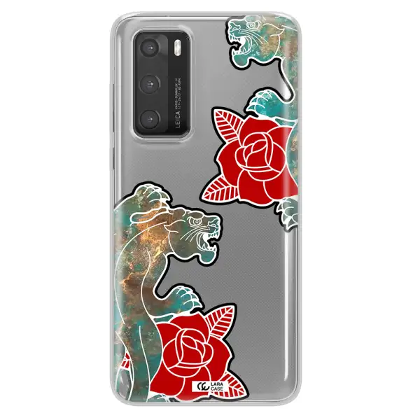 Black Panther Roses Huawei P40 Clear TPU Case