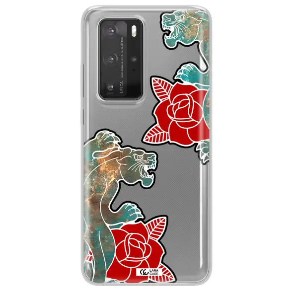 Black Panther Roses Huawei P40 Pro Clear TPU Case