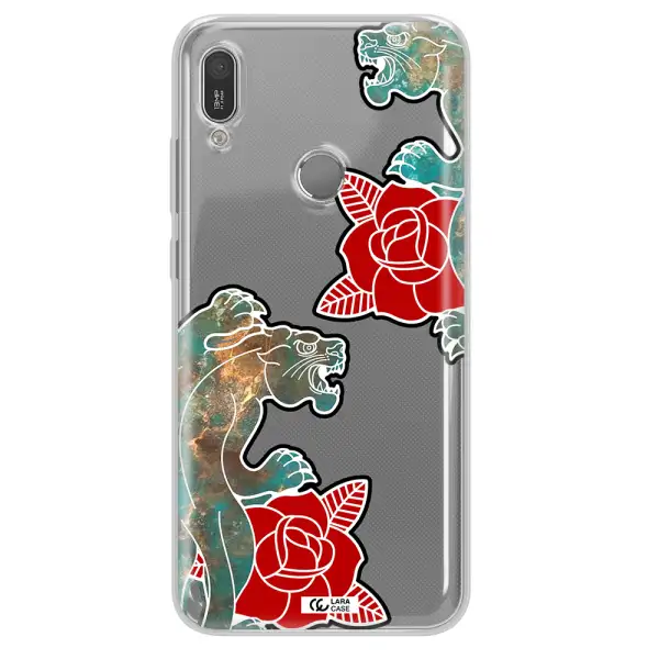 Black Panther Roses Huawei Y6 2019 Clear TPU Case