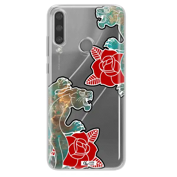 Black Panther Roses Huawei Y6P Clear TPU Case