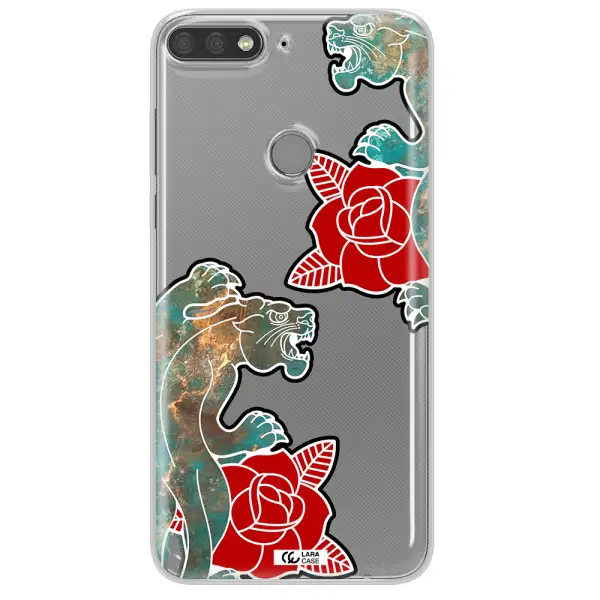 Black Panther Roses Huawei Y7 Prime 2018 Clear TPU Case