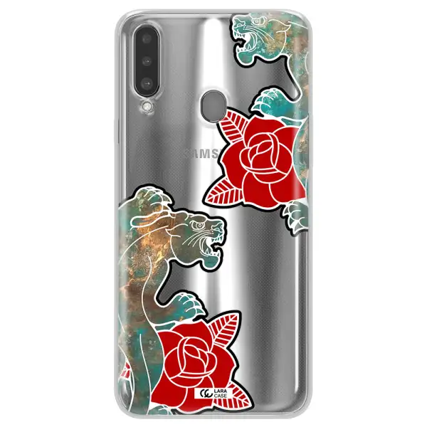 Black Panther Roses Samsung A20S Clear TPU Case