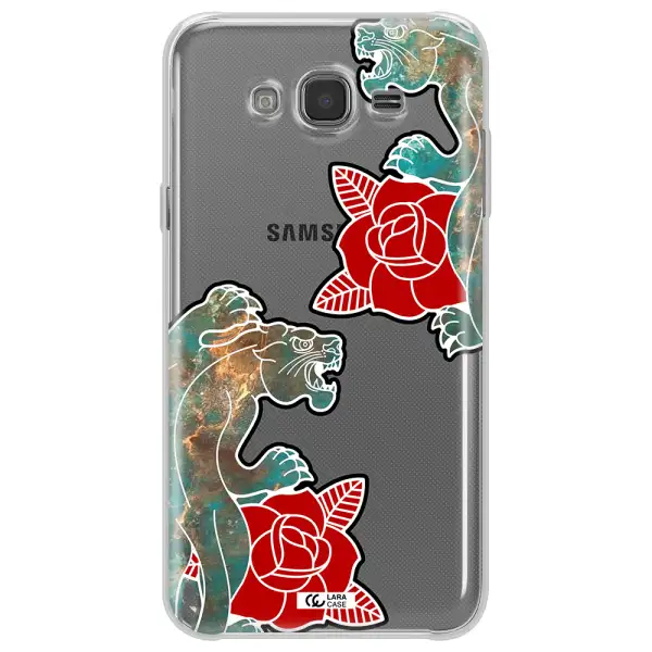 Black Panther Roses Samsung J7 2015 Clear TPU Case
