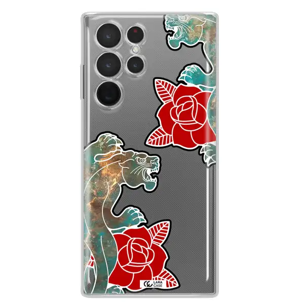 Black Panther Roses Samsung S 22 Ultra Clear TPU Case