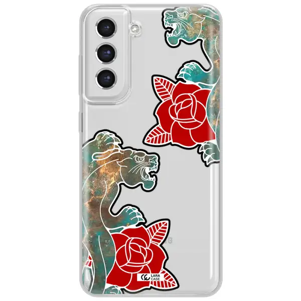 Black Panther Roses Samsung S21 Fe Clear Tpu Case