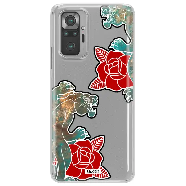 Black Panther Roses Xiaomi Note 10 Pro Clear TPU Case