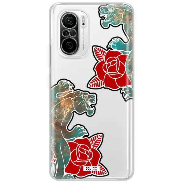 Black Panther Roses Xiaomi Poco F3 Clear Tpu Case