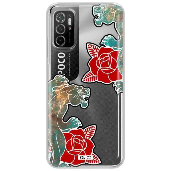 Black Panther Roses Xiaomi Poco M3 Pro Clear Tpu Case