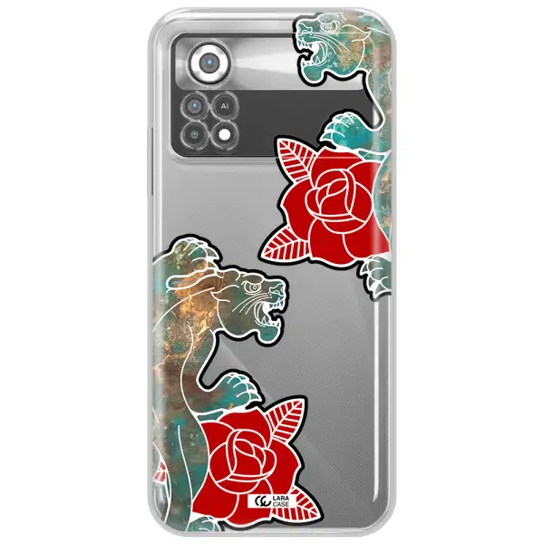 Black Panther Roses Xiaomi Poco X4 Pro Clear TPU Case