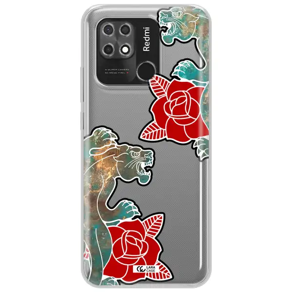 Black Panther Roses Xiaomi Redmi 10C Clear TPU Case