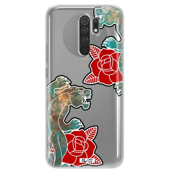 Black Panther Roses Xiaomi Redmi 9 Clear TPU Case