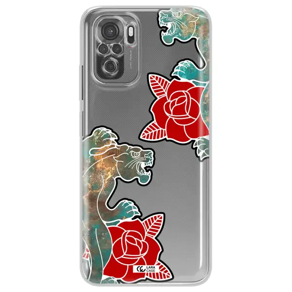 Black Panther Roses Xiaomi Redmi Note 10S Clear Tpu Case