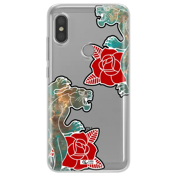 Black Panther Roses Xiaomi Redmi Note 6 Pro Clear TPU Case