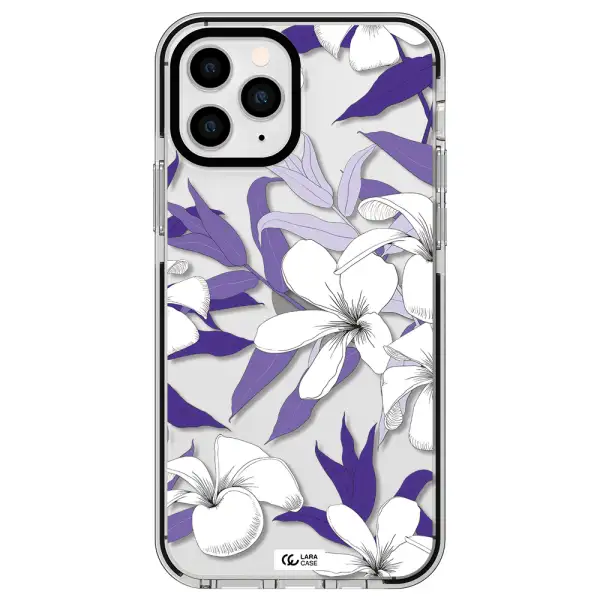 Purple Flower Apple iPhone 11 pro impact black border Case