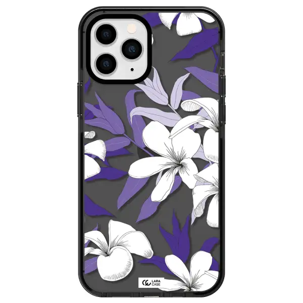 Purple Flower Apple iPhone 11 pro impact Smoke Black Case