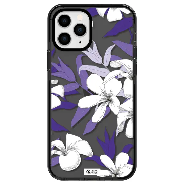 Purple Flower Apple iPhone 11 pro max impact Smoke Black Case