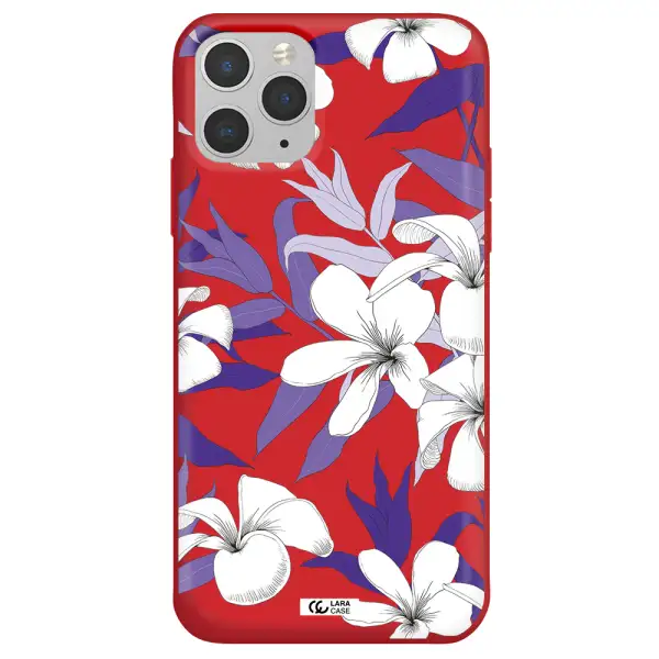 Purple Flower Apple iPhone 11 pro max Silicone Imperial Red Case