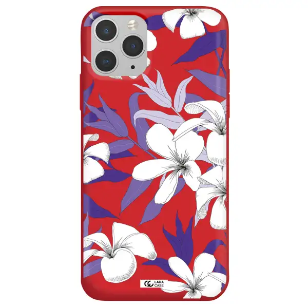 Purple Flower Apple iPhone 11 pro Silicone Imperial Red Case