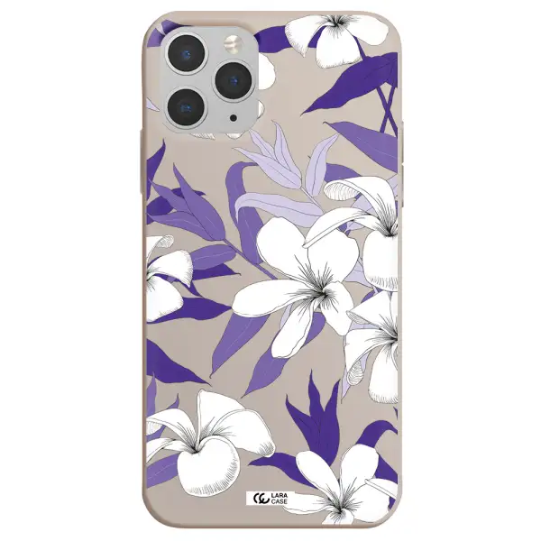 Purple Flower Apple iPhone 11 pro Silicone Stone Case