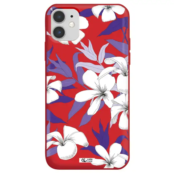 Purple Flower Apple iPhone 11 Silicone Imperial Red Case