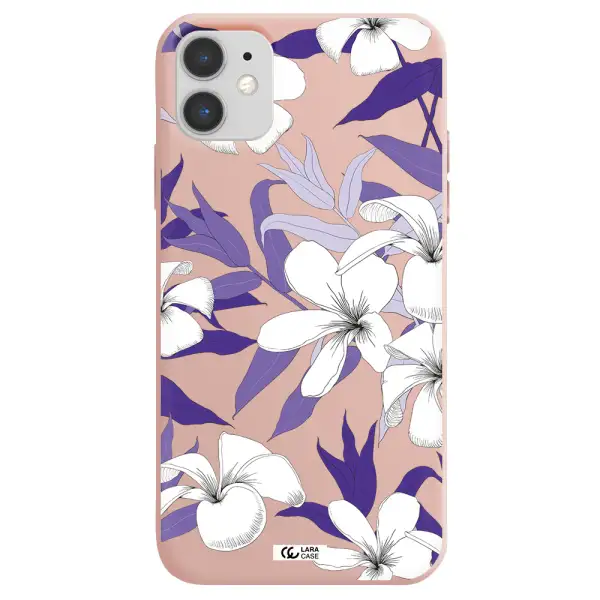 Purple Flower Apple iPhone 11 Silicone pastel pink Case