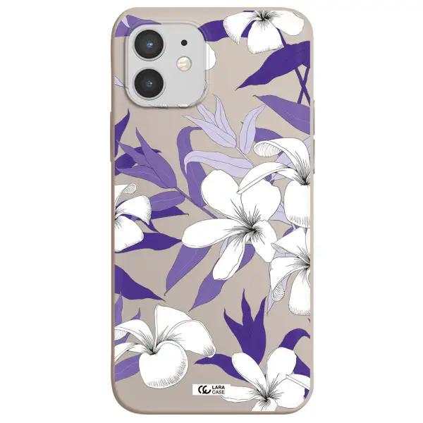 Purple Flower Apple iPhone 12 mini Silicone Stone Case
