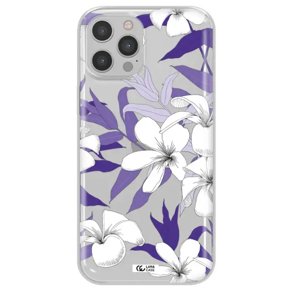 Purple Flower Apple iPhone 12 pro max Clear TPU Case
