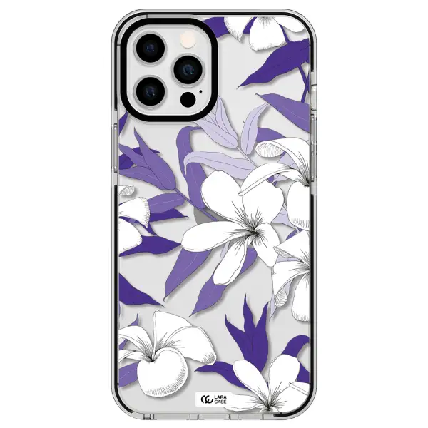 Purple Flower Apple iPhone 12 pro max impact black border Case