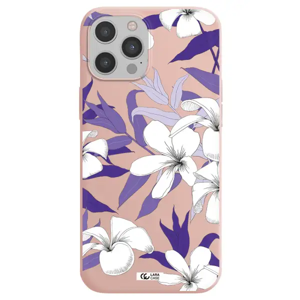 Purple Flower Apple iPhone 12 pro max Silicone pastel pink Case