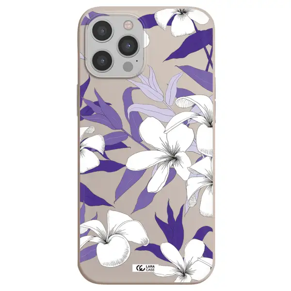 Purple Flower Apple iPhone 12 pro max Silicone Stone Case
