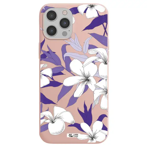 Purple Flower Apple iPhone 12 pro Silicone pastel pink Case