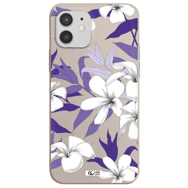 Purple Flower Apple iPhone 12 Silicone Stone Case