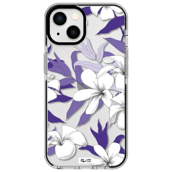 Purple Flower Apple iPhone 13 impact black border Case