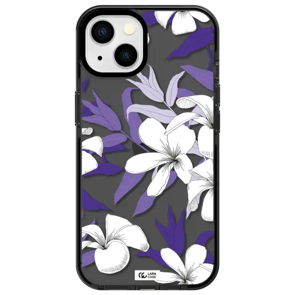Purple Flower Apple iPhone 13 impact Smoke Black Case