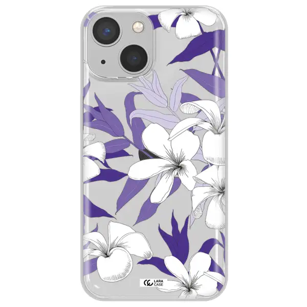 Purple Flower Apple iPhone 13 mini Clear TPU Case