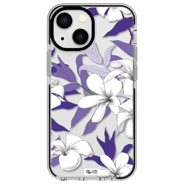 Purple Flower Apple iPhone 13 mini impact black border Case