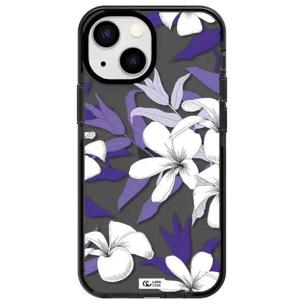 Purple Flower Apple iPhone 13 mini impact Smoke Black Case