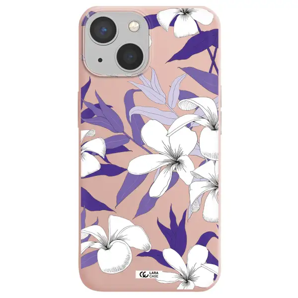 Purple Flower Apple iPhone 13 mini Silicone pastel pink Case