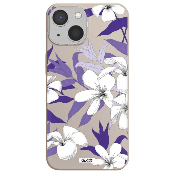 Purple Flower Apple iPhone 13 mini Silicone Stone Case
