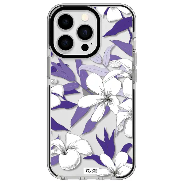Purple Flower Apple iPhone 13 Pro impact black border Case